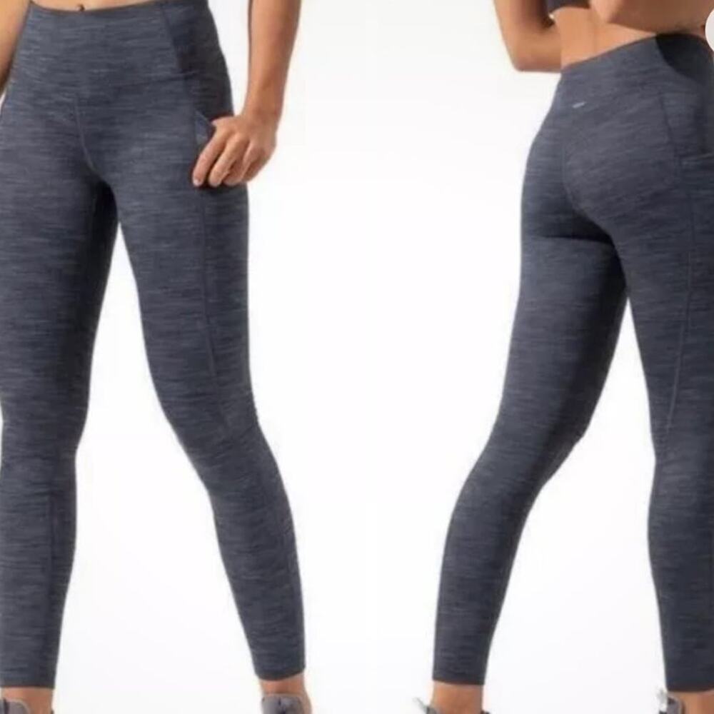 MONDETTA Preformance + luxury leggings, pockets, black heather, women's size L